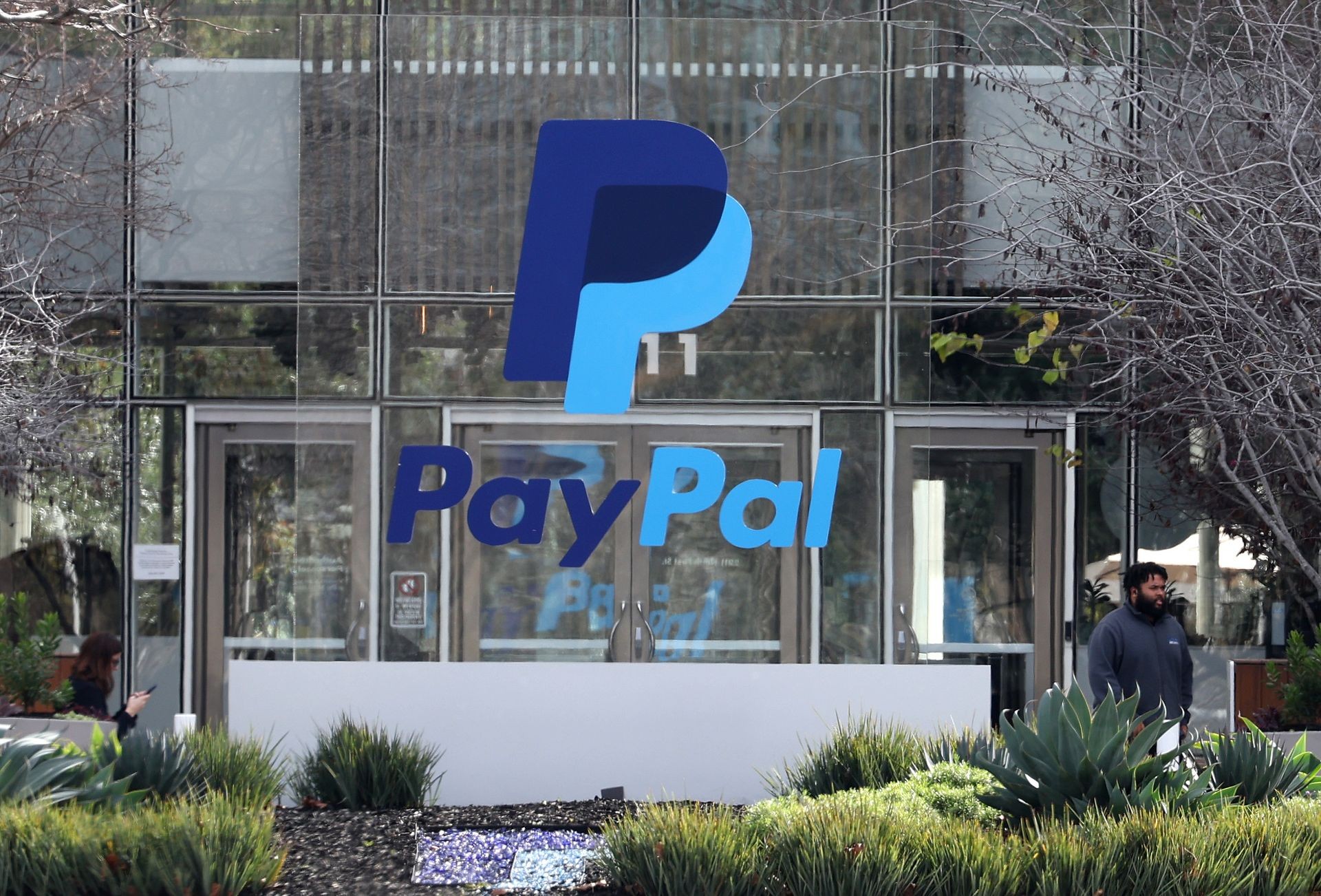 A PayPal sign at the company’s headquarters in San Jose, California, U.S., on Jan. 30, 2024.