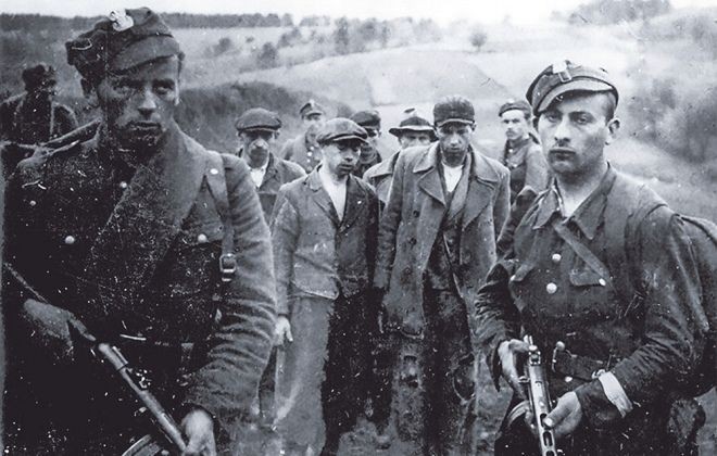 Ukrainian Insurgent Army (UPA) members captured by soldiers of the Polish Army near Sanok, Poland, on May 1947